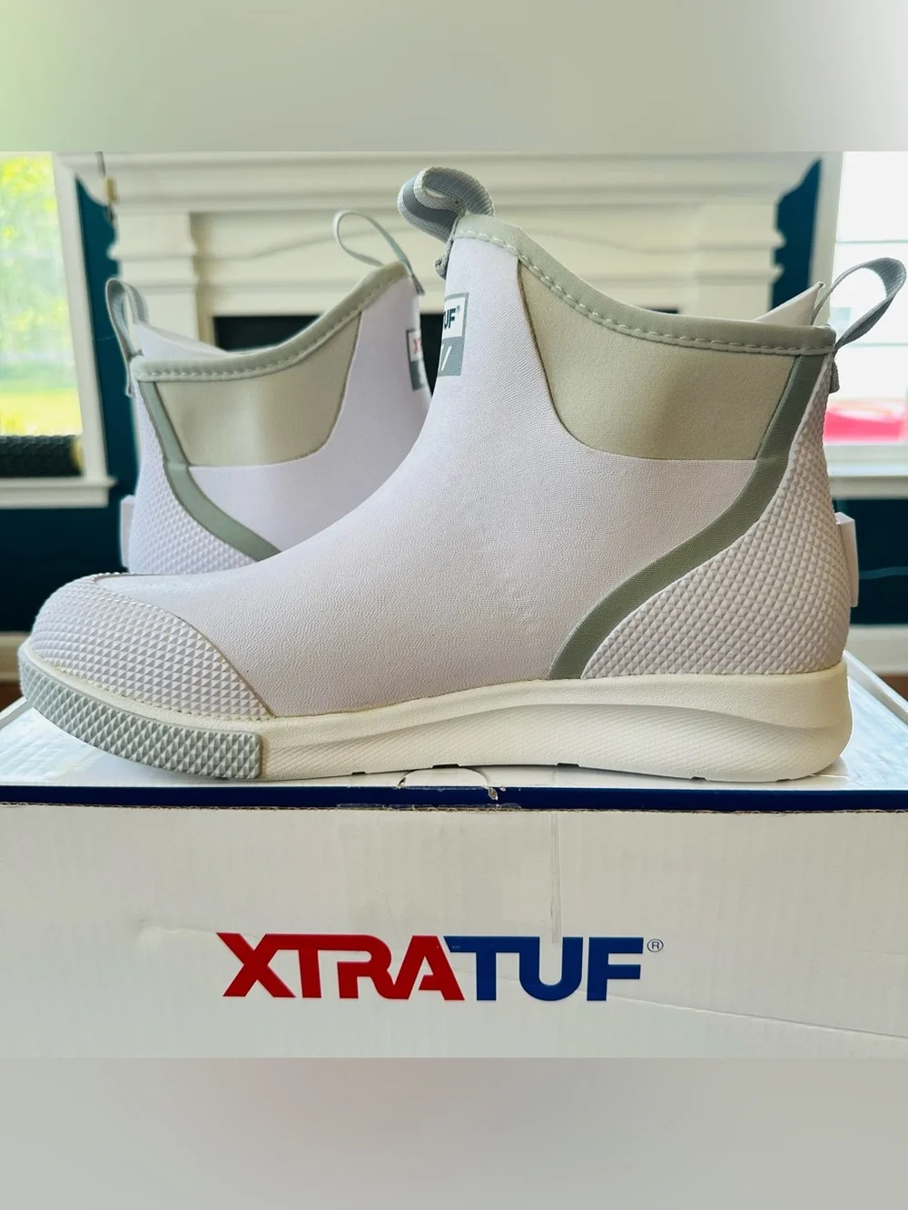 XTRATUF Men's Ankle Deck Boot Sport Waterproof Pull On Slip Resistant White